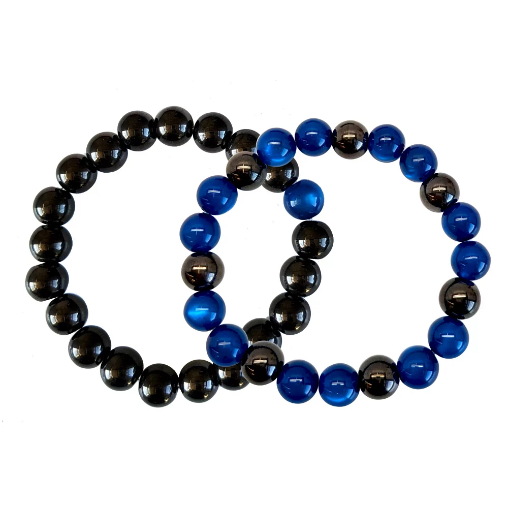 Gray and Blue Beaded Long Distance Bracelets