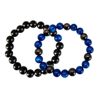 Gray and Blue Beaded Long Distance Bracelets