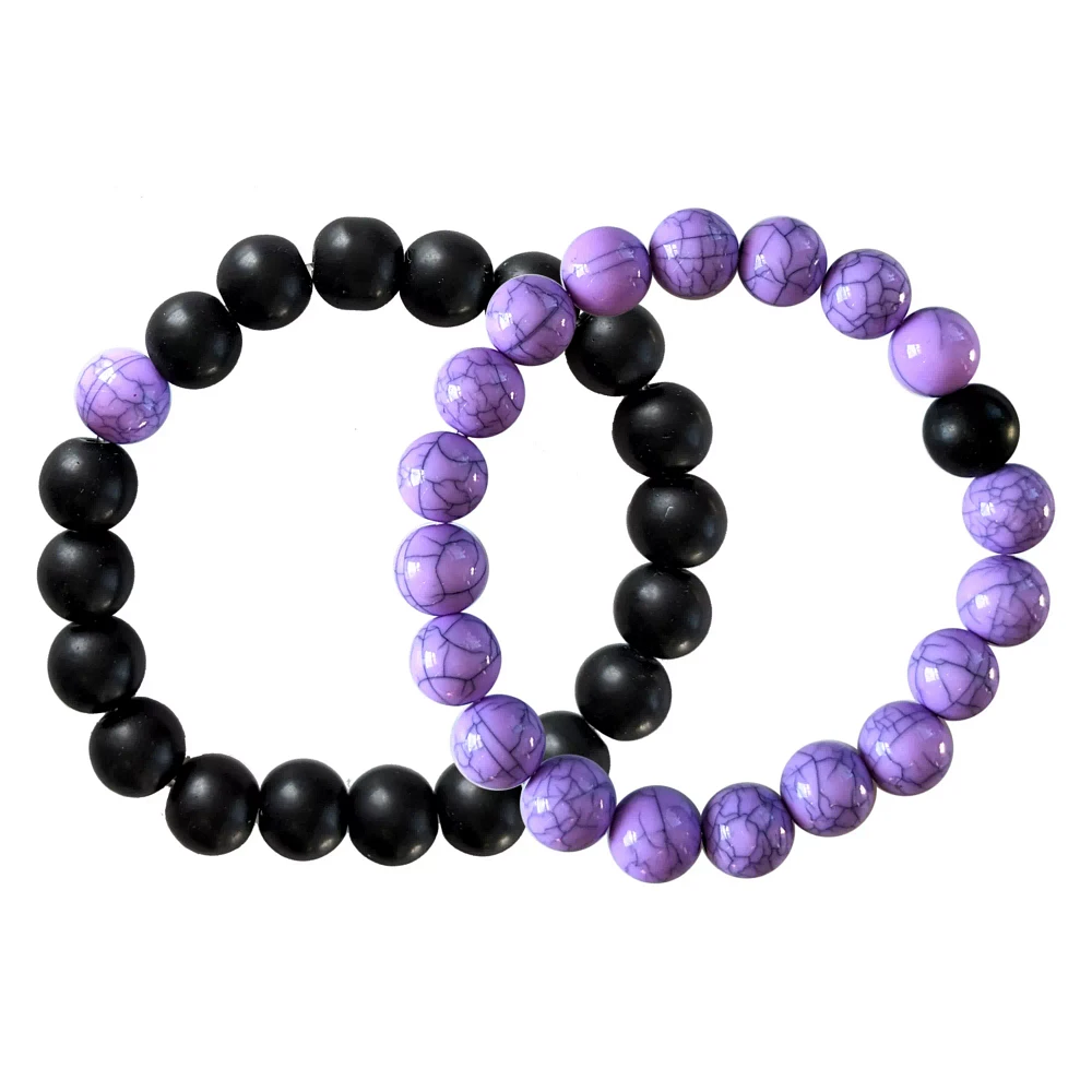 Black and Purple Beaded Long Distance Bracelets
