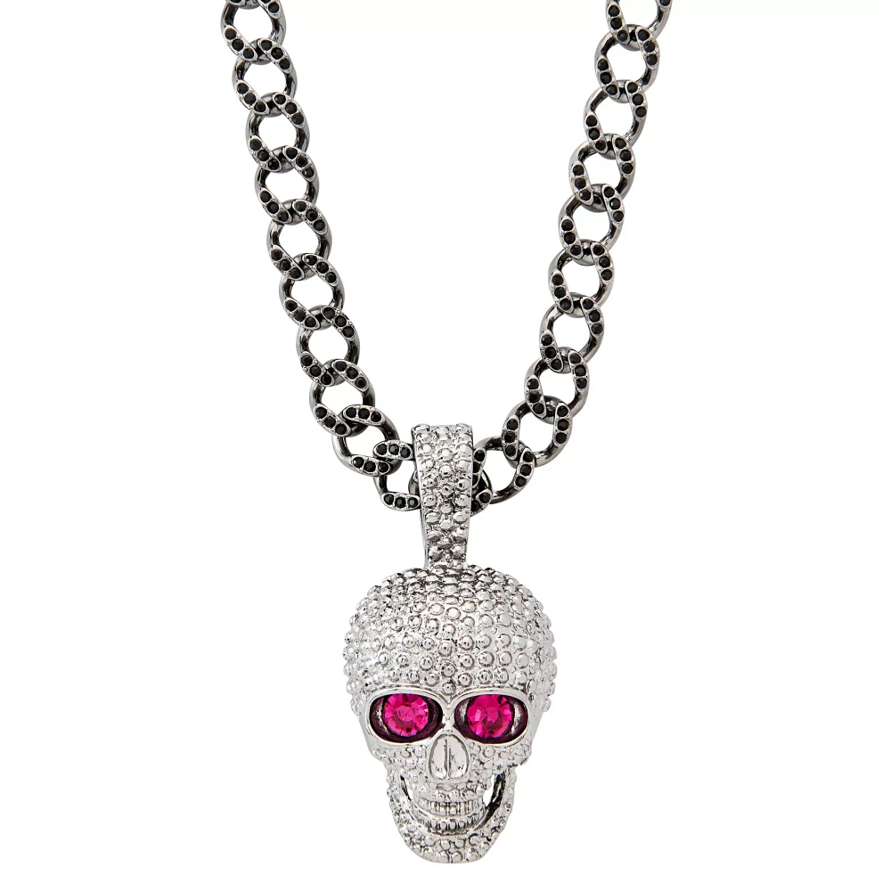 CZ Pave Skull Chain Necklace
