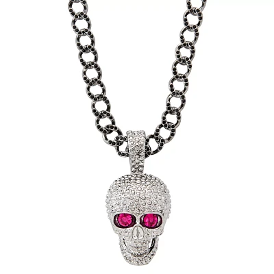 CZ Pave Skull Chain Necklace