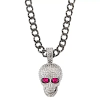 CZ Pave Skull Chain Necklace