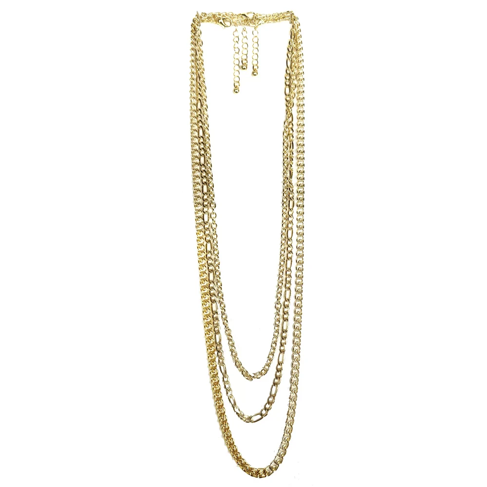 Triple Layered Gold Chain Necklace