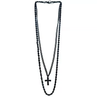 Black Cross Layered Chain Necklaces