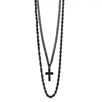 Black Cross Layered Chain Necklaces
