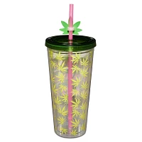 Wake Bake Slay Weed Leaf Cup with Straw - 22 oz.