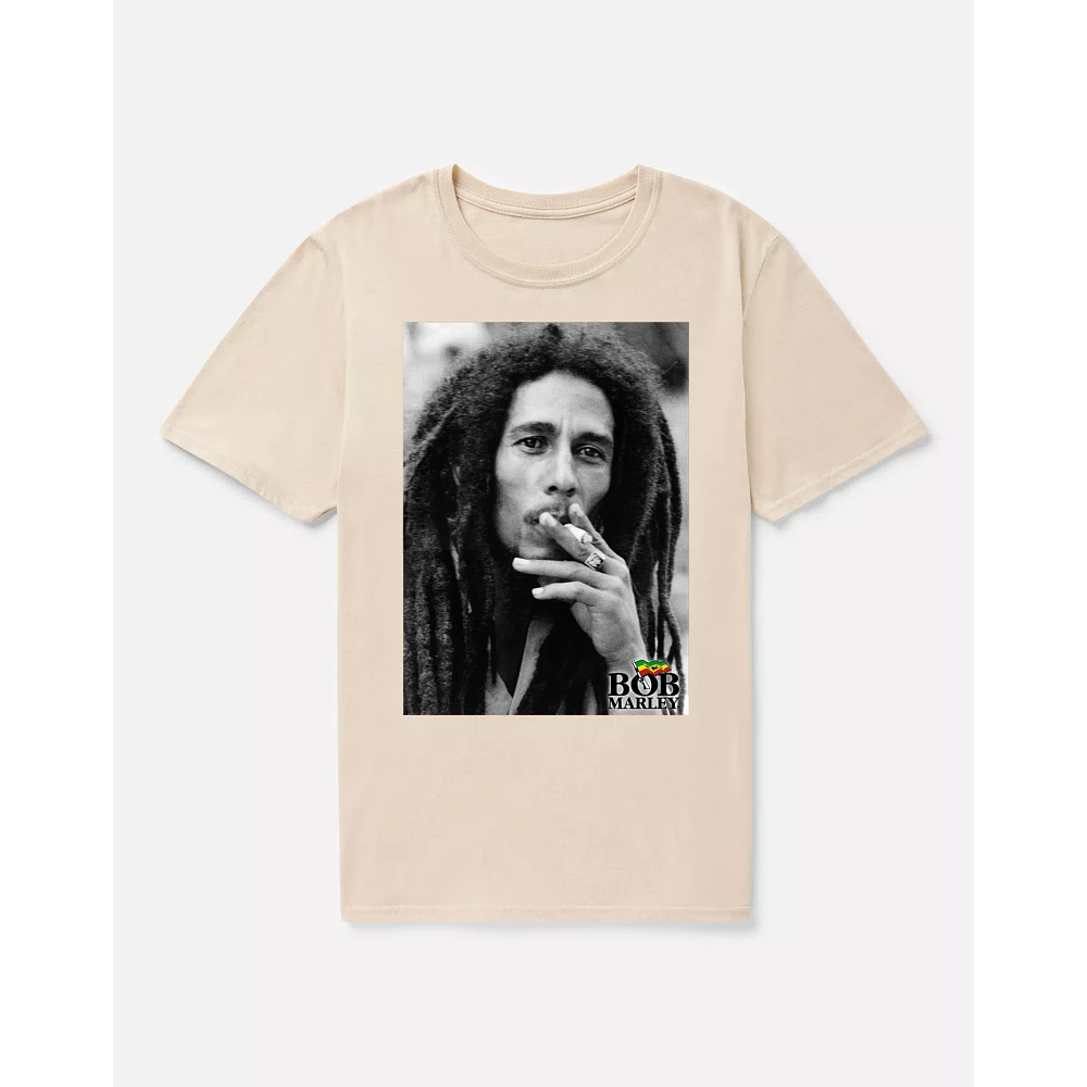 Beige Bob Marley Smoke T Shirt