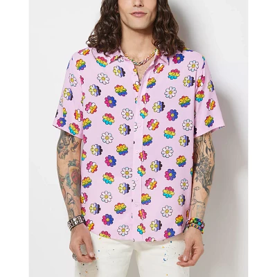 LGBTQIA Pride Flowered Button Down Shirt