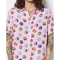 LGBTQIA Pride Flowered Button Down Shirt