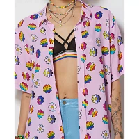 LGBTQIA Pride Flowered Button Down Shirt