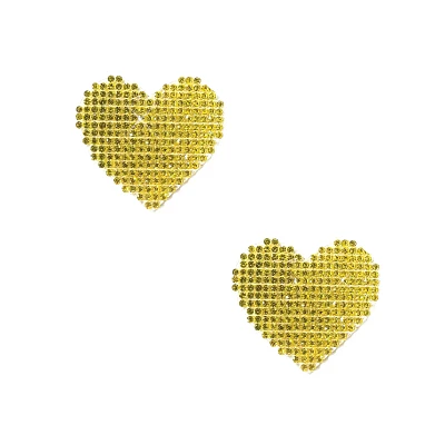 Multi-Pack Gold Crystal Heart Nipple Pasties - 6 Pack
