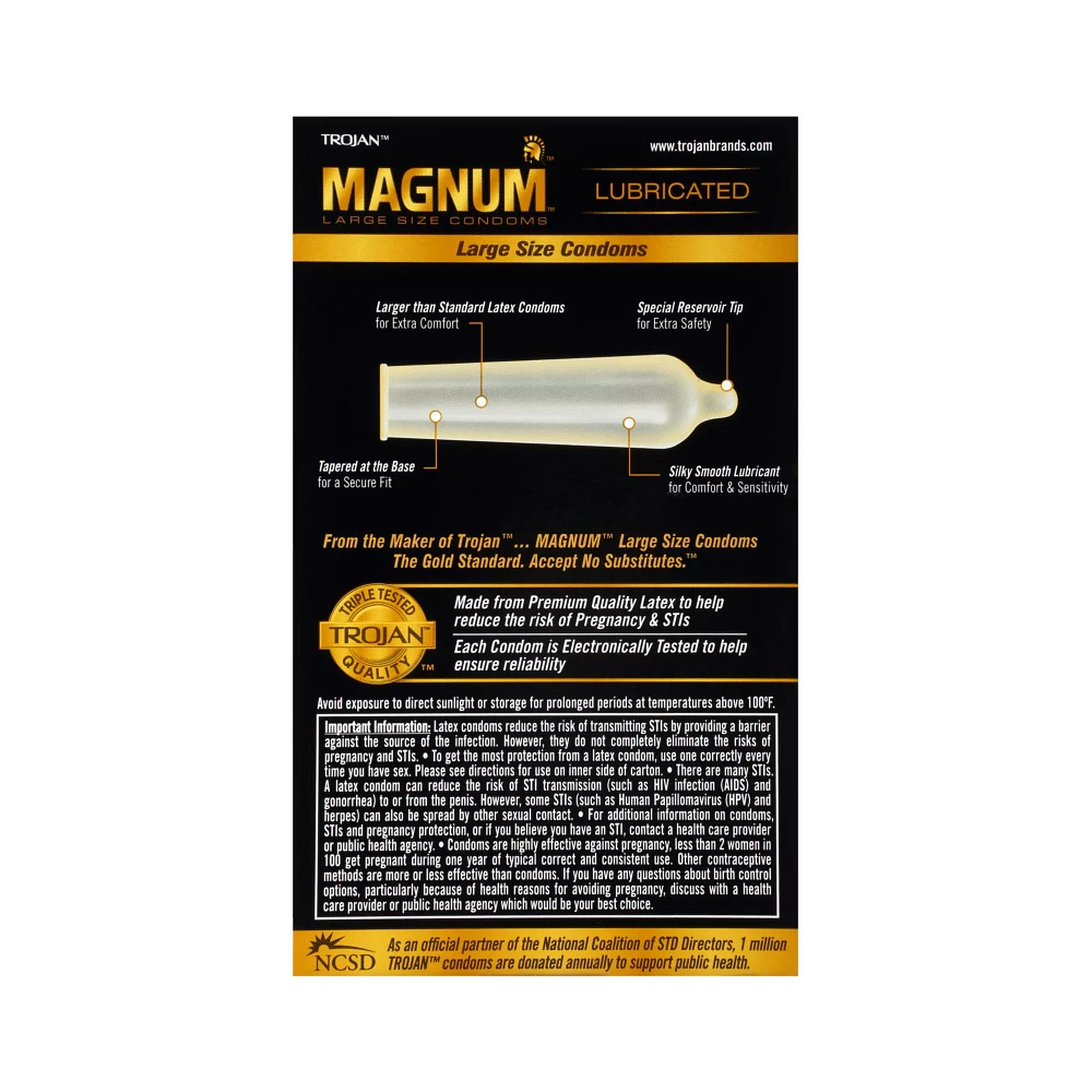 Lubricated Magnum Large Condoms 12 Pack - Trojan