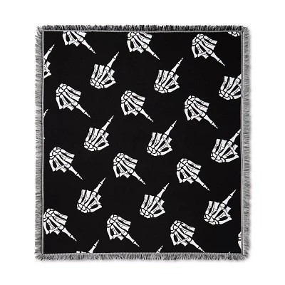 Skeleton Middle Finger Throw Blanket