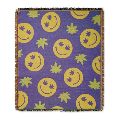 Weed Leaf Smiley Fleece Blanket