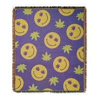 Weed Leaf Smiley Fleece Blanket