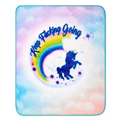 Keep Fucking Going Unicorn Airbrush Reversible Fleece Blanket