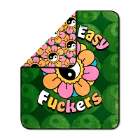 Take It Easy Fuckers Yin Yang Flower Fleece Blanket