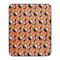 Take It Easy Fuckers Yin Yang Flower Fleece Blanket