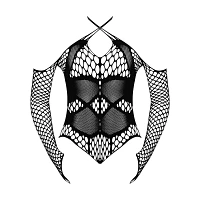 Long Sleeve Strappy Fishnet Teddy