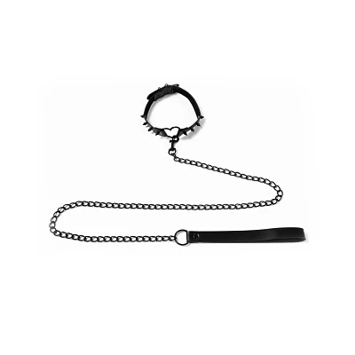 Spike Heart Bondage Collar and Leash - Pleasure Bound