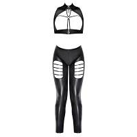Black Open Cup Vest and Strappy Leggings