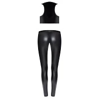Black Open Cup Vest and Strappy Leggings