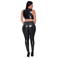 Black Open Cup Vest and Strappy Leggings