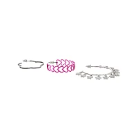 Multi-Pack Pink and Silver Flower Heart Hoop Earrings - 3 Pack