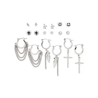 Multi-Pack Smiley and Spike Huggie Hoop and Stud Earrings - 9 Pack