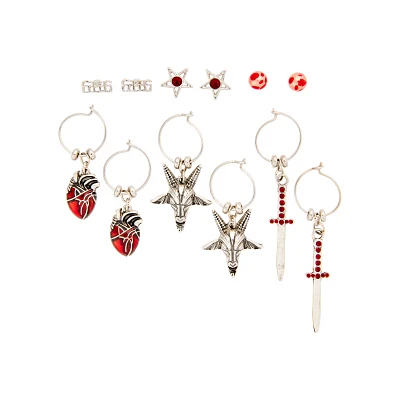 Multi-Pack CZ Baphomet Dangle Earrings - 6 Pack