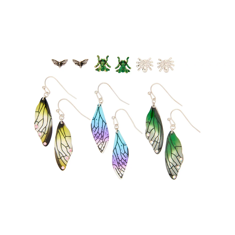Multi-Pack Moth Bug Wing Earrings - 6 Pair