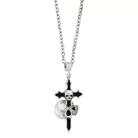 Dual Skull Cross Pendant Necklace