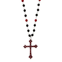 Black and Red Cross Rosary Necklace