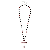 Black and Red Cross Rosary Necklace