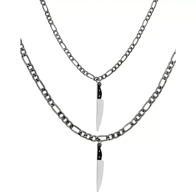 Dual Row Dagger Pendant Chain Necklace