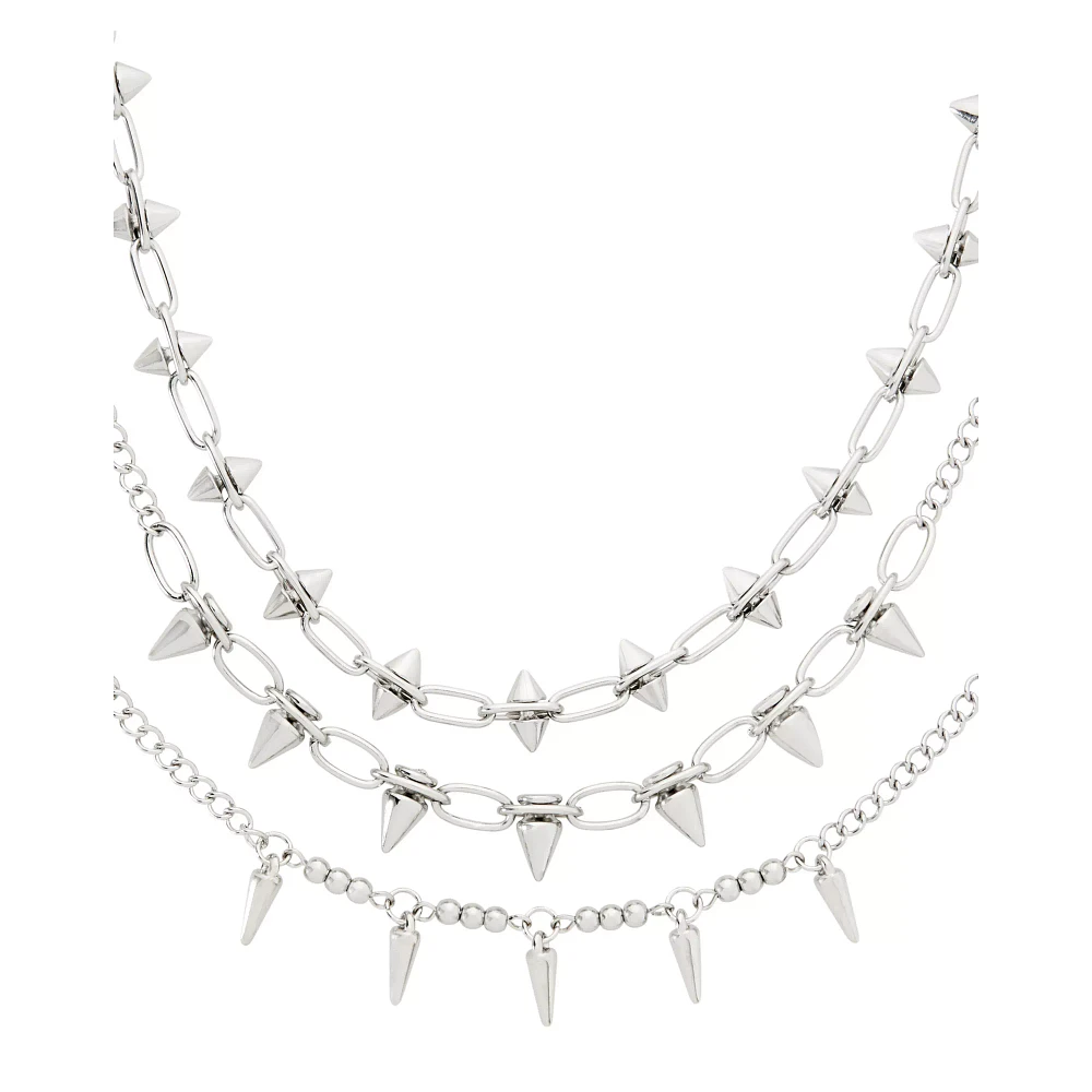 Multi-Pack Spiked Chain Choker Necklaces - 3 Pack