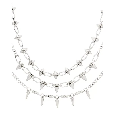 Multi-Pack Spiked Chain Choker Necklaces - 3 Pack