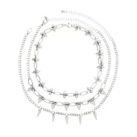 Multi-Pack Spiked Chain Choker Necklaces - 3 Pack