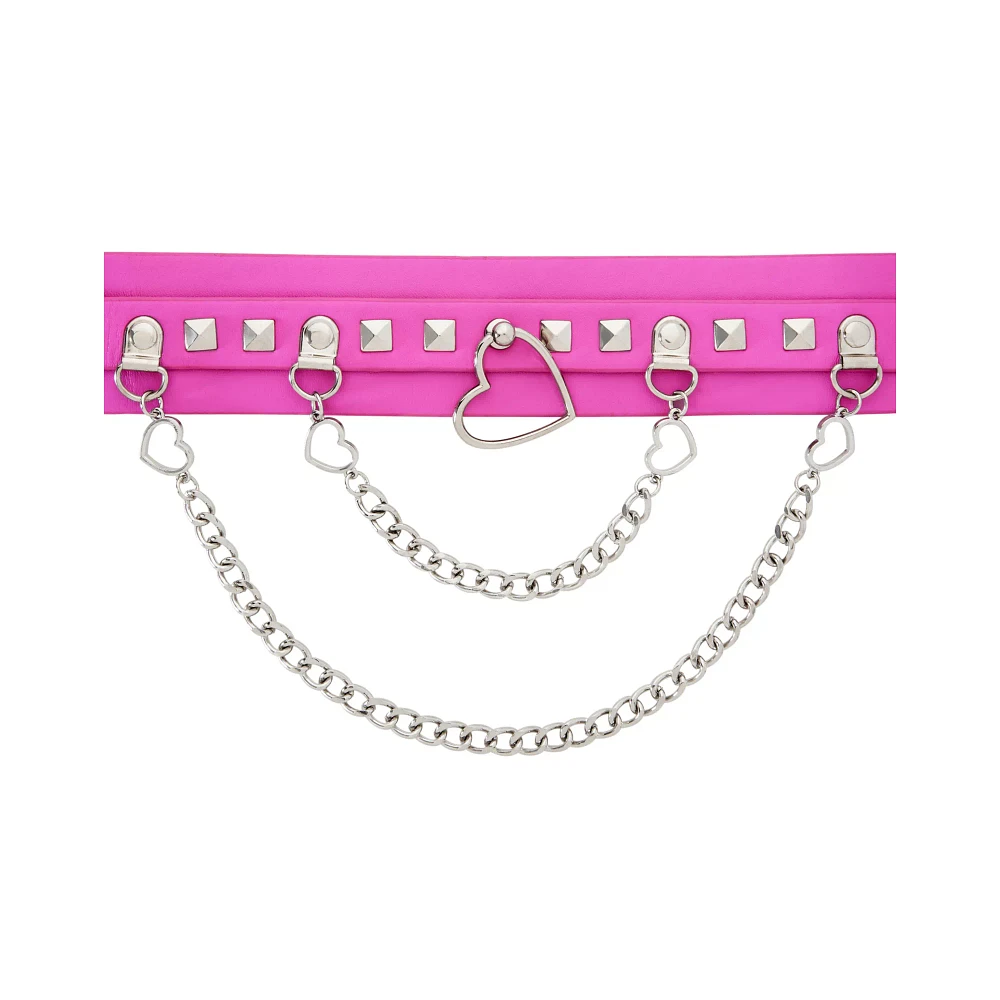 Pink Drape Heart Choker Necklace