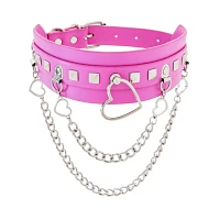 Pink Drape Heart Choker Necklace