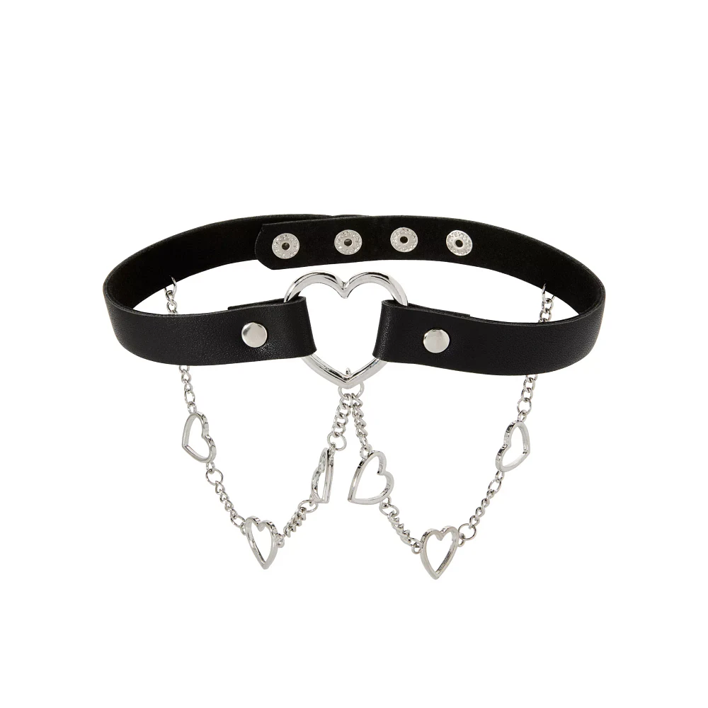 Metal Heart Drape Choker Necklace