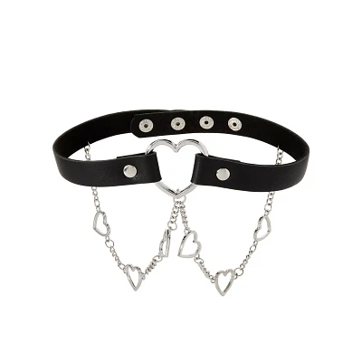 Metal Heart Drape Choker Necklace