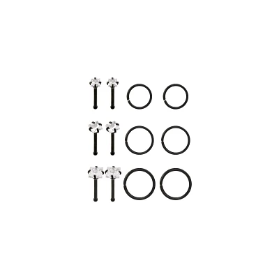 Multi-Pack CZ Classic Black Pin and Hoop Nose Rings 12 Pack - 20 Gauge