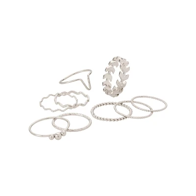 Multi-Pack Silvertone Every Day Assorted Rings - 9 Pack