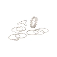 Multi-Pack Silvertone Every Day Assorted Rings - 9 Pack