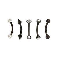 Multi-Pack CZ Black Spike Curved Barbells 5 Pack - 16 Gauge