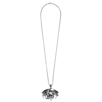 Silvertone Skull Dragon Necklace