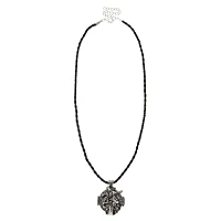 Black Rope Skull Pendant Necklace