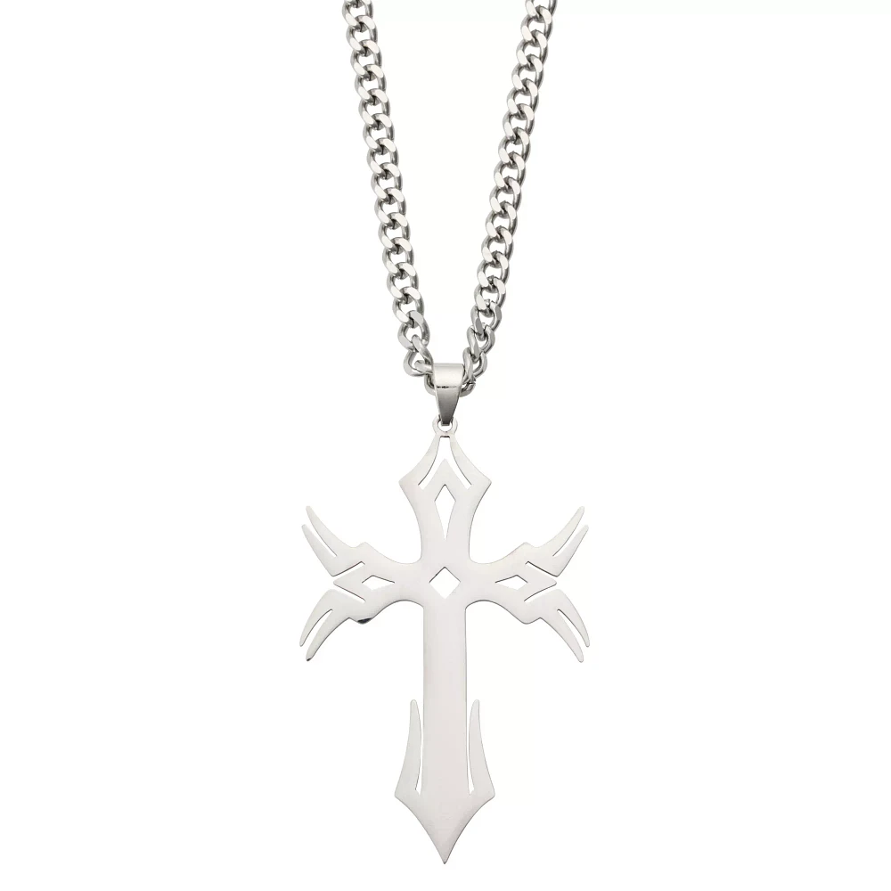 Silverplated Large Cross Pendant Necklace