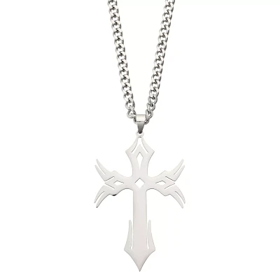 Silverplated Large Cross Pendant Necklace